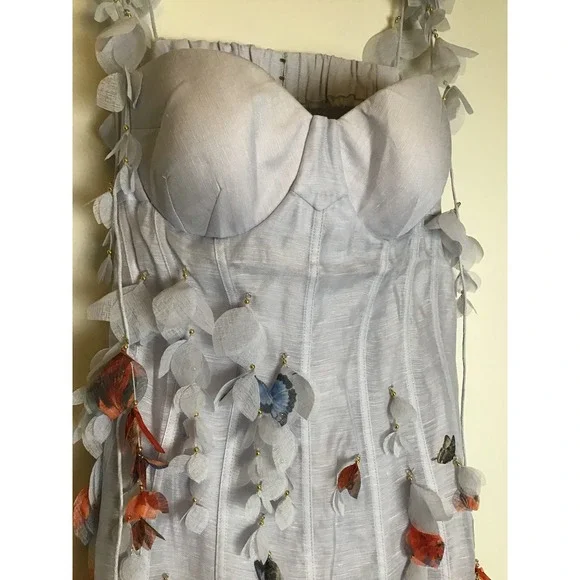 Zimmermann Wild Flower Botanica Petal Printed Linen-Silk Midi Dress Size 3 NWT - Picture 9 of 16